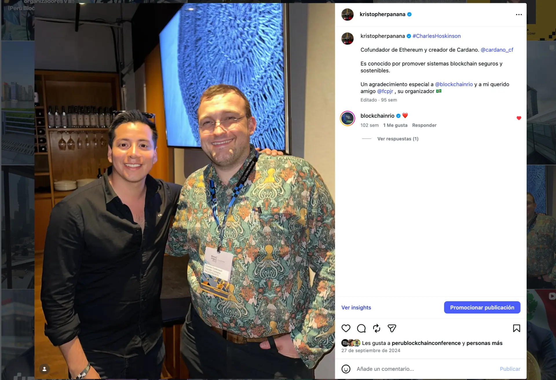 Meeting with Charles Hoskinson, Cardano co-founder and CEO of Input Output, during Blockchain.RIO.