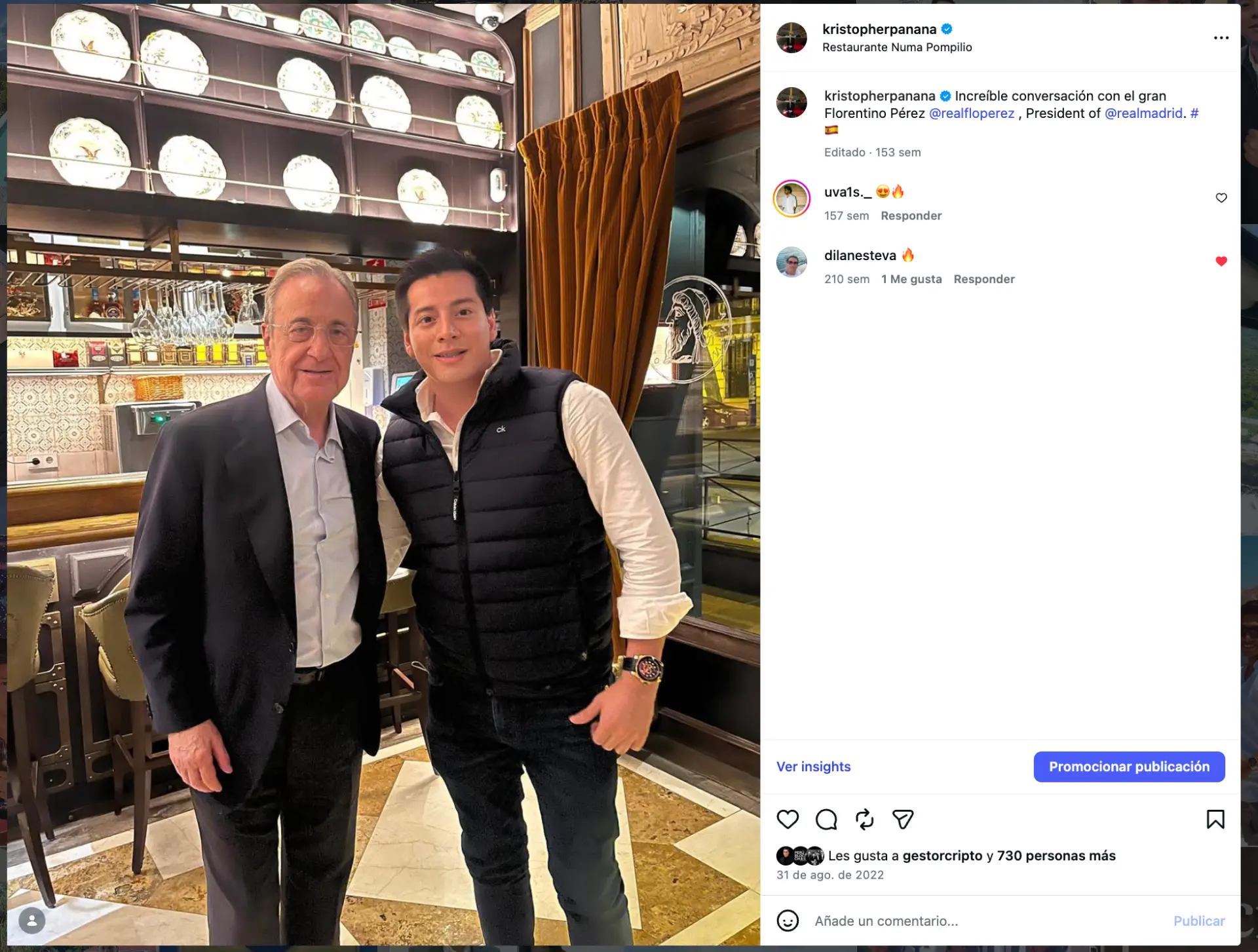 Conversation with Florentino Pérez, President of Real Madrid, in Madrid.